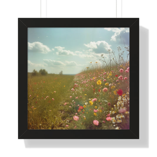Country Road Wildflowers Framed Vertical Poster