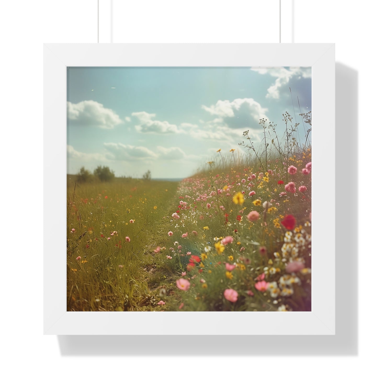 Country Road Wildflowers Framed Vertical Poster