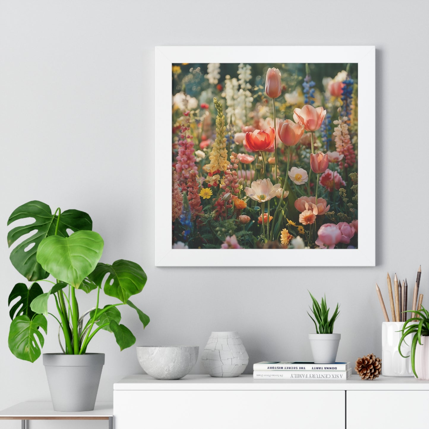 Colorful Spring Garden Framed Vertical Poster