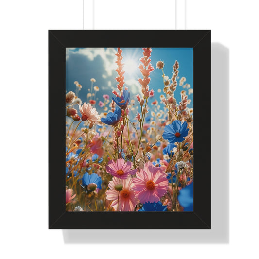 Summer Wildflower Meadow Framed Vertical Poster